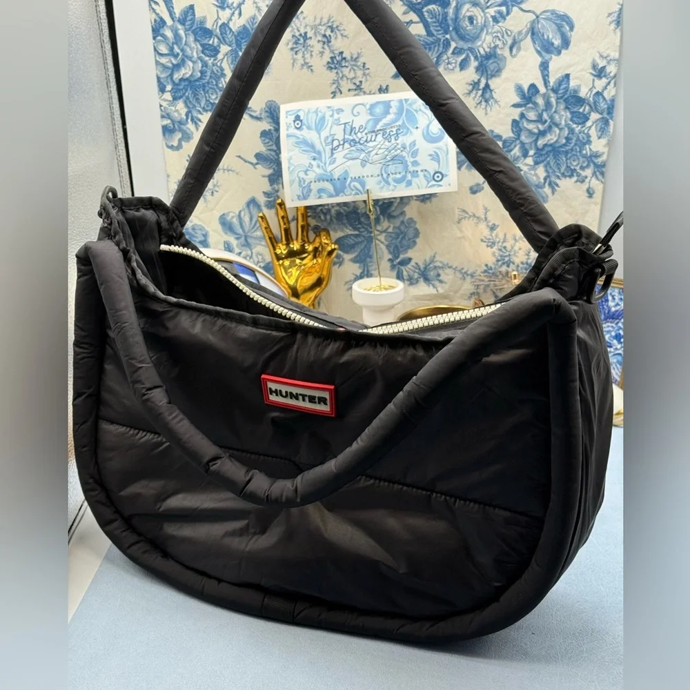 🆕 HUNTER 🧿 NWOT Large Framed Puffer Bag, Black *MISSING CROSSBODY STRAP*
